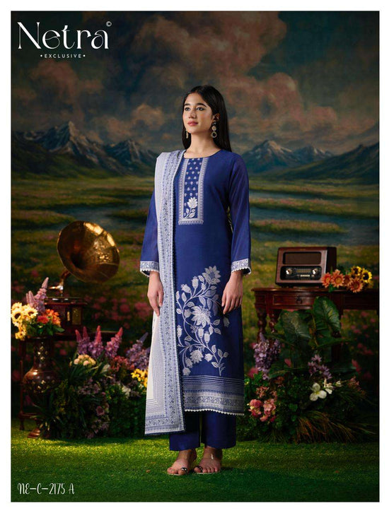 Netra Exclusive Hiranshi Bemberg Banarasi Jamdani Dress Material