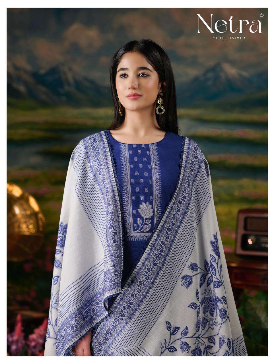 Netra Exclusive Hiranshi Bemberg Banarasi Jamdani Dress Material