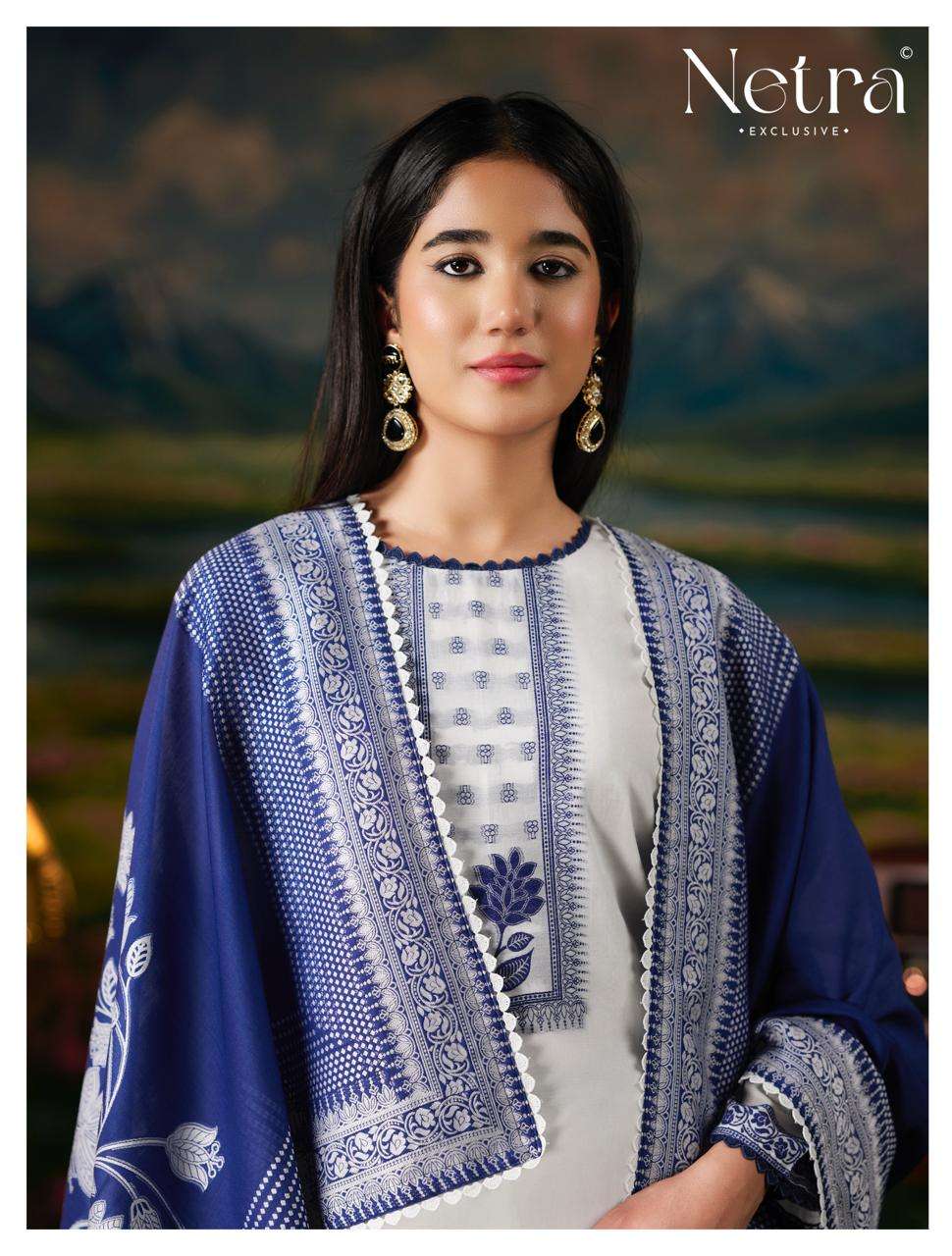 Netra Exclusive Hiranshi Bemberg Banarasi Jamdani Dress Material