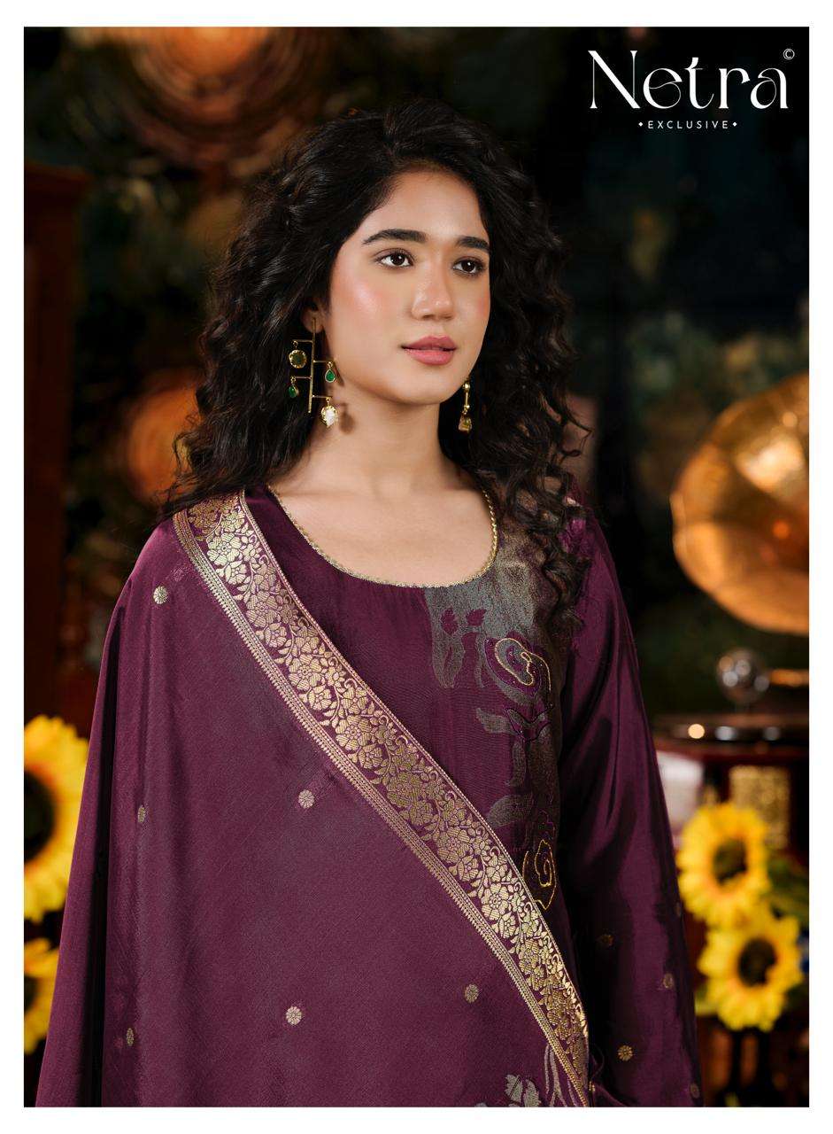 NETRA EXCLUSIVE HIVA VOL-2 Viscose Silk Jacquard Dress Material