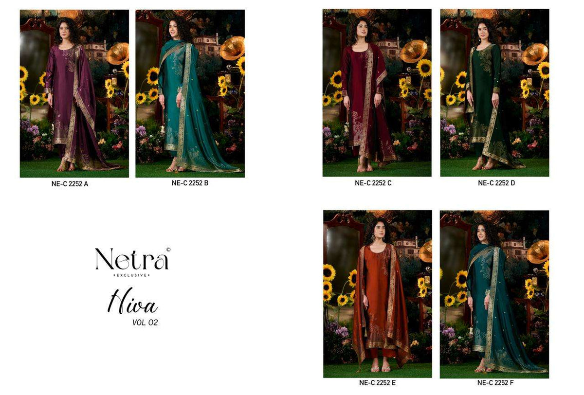 NETRA EXCLUSIVE HIVA VOL-2 Viscose Silk Jacquard Dress Material