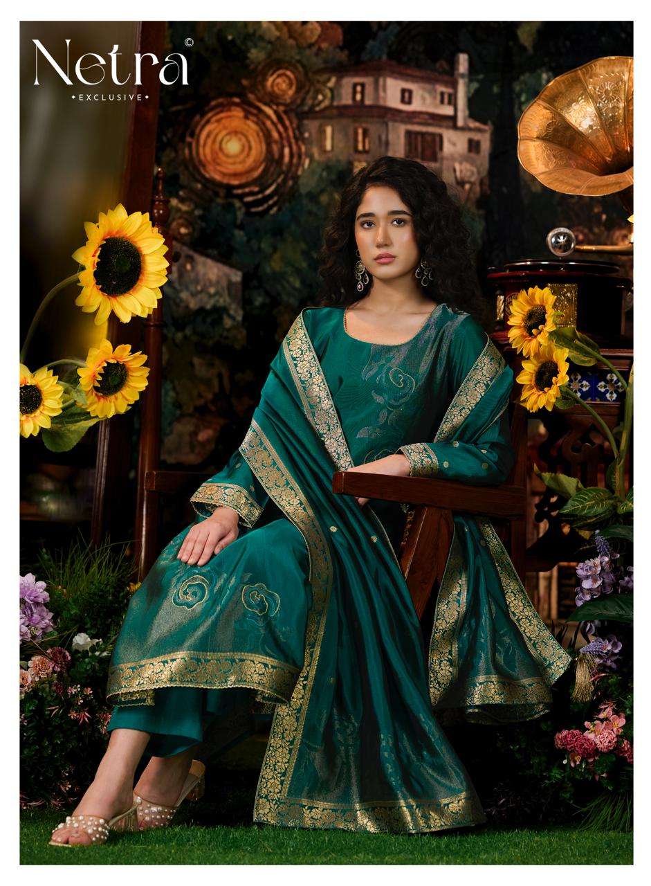 NETRA EXCLUSIVE HIVA VOL-2 Viscose Silk Jacquard Dress Material