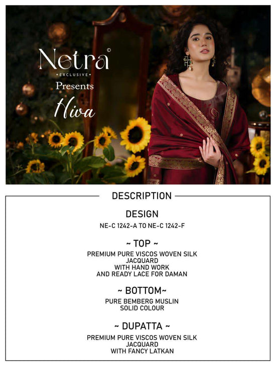 Netra Exclusive Hiva Woven Silk Jacquard Pakistani Suit