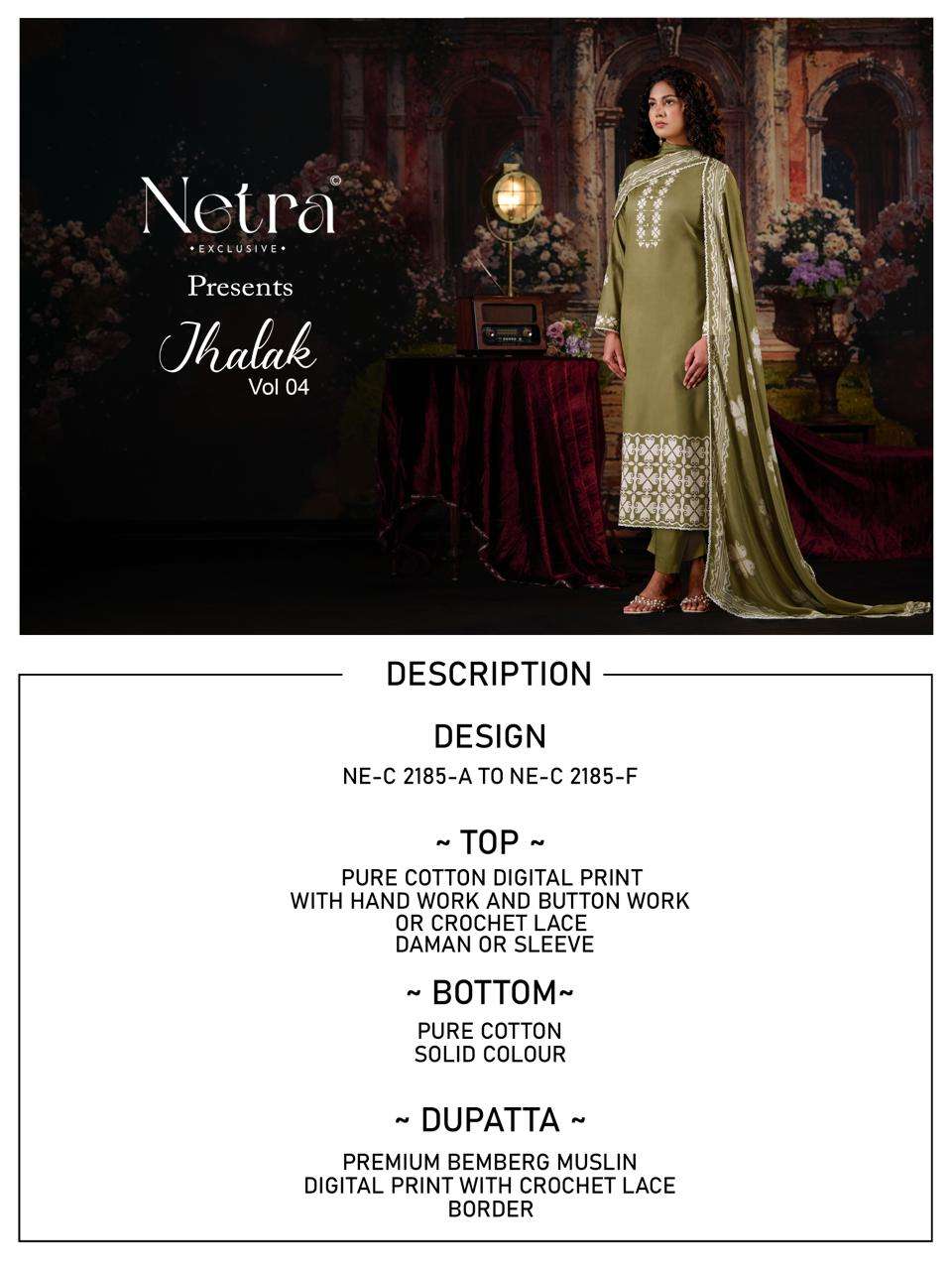 Netra Exclusive Jhalak Vol 4 Cotton Digital Print Dress Material - Amrah Wholesale