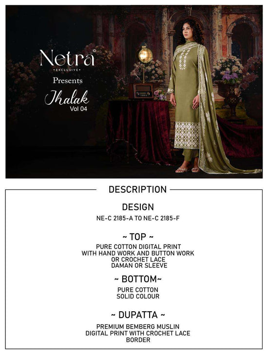 Netra Exclusive Jhalak Vol 4 Cotton Digital Print Dress Material - Amrah Wholesale