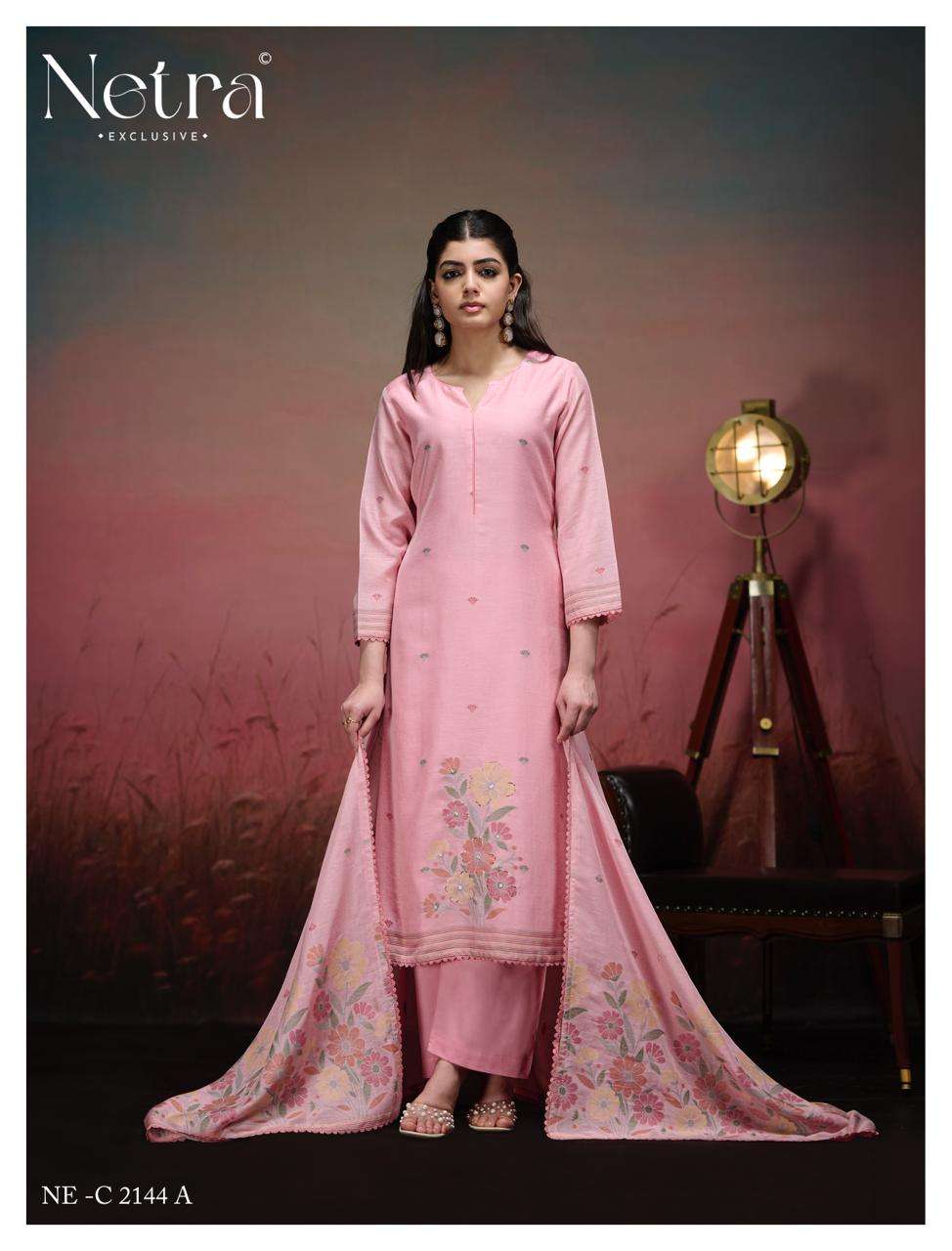 Netra Exclusive Jisha Banarasi Jamdani Dress Material - Amrah Wholesale