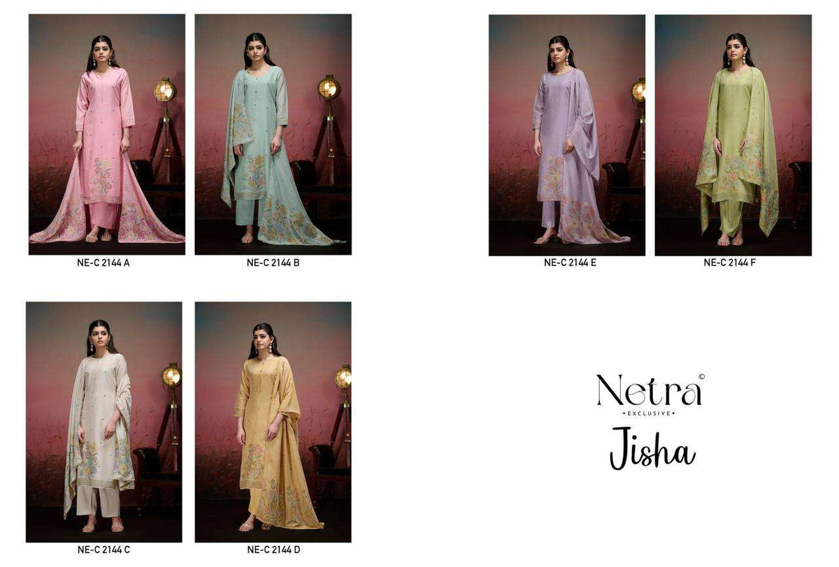 Netra Exclusive Jisha Banarasi Jamdani Dress Material - Amrah Wholesale