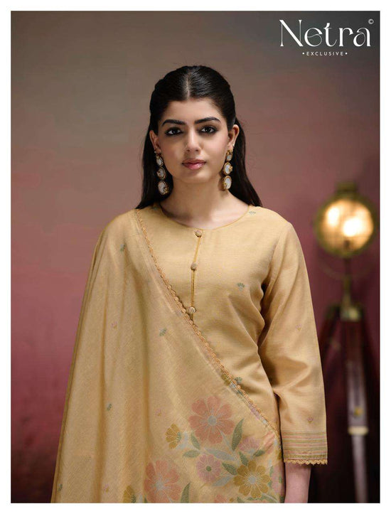 Netra Exclusive Jisha Banarasi Jamdani Dress Material - Amrah Wholesale