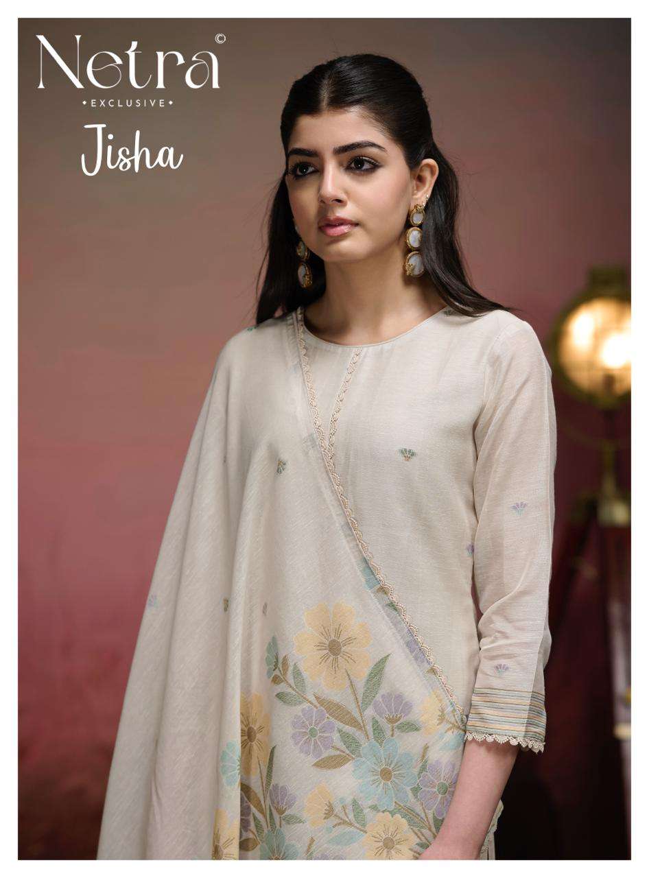 Netra Exclusive Jisha Banarasi Jamdani Dress Material - Amrah Wholesale