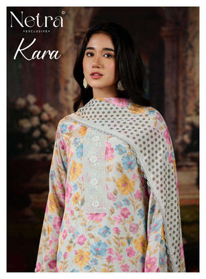 Netra Exclusive Kara Pure Bemberg Muslin Digital Print Dress Material