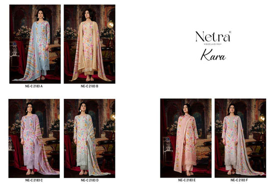 Netra Exclusive Kara Pure Bemberg Muslin Digital Print Dress Material - Amrah Wholesale