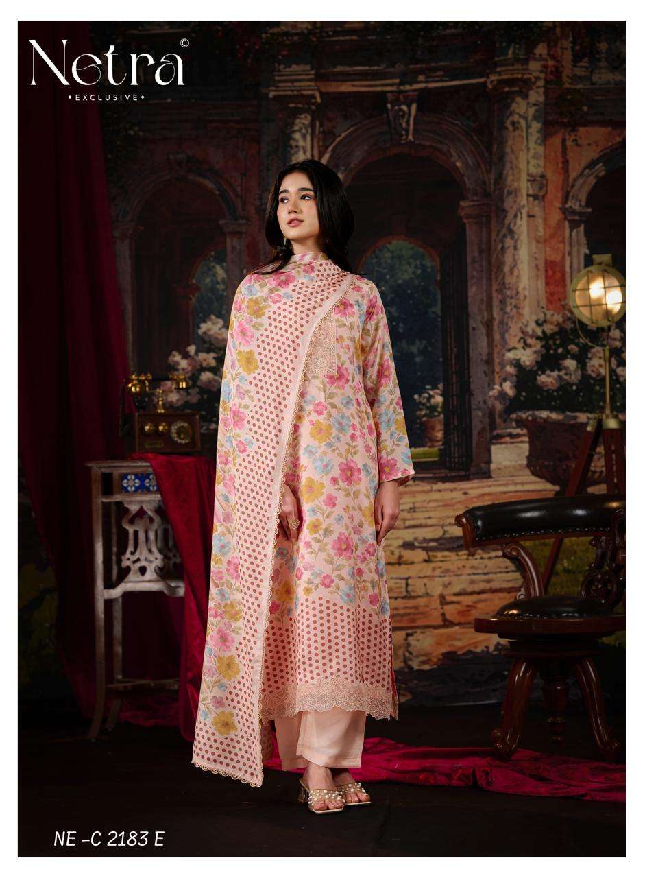 Netra Exclusive Kara Pure Bemberg Muslin Digital Print Dress Material - Amrah Wholesale