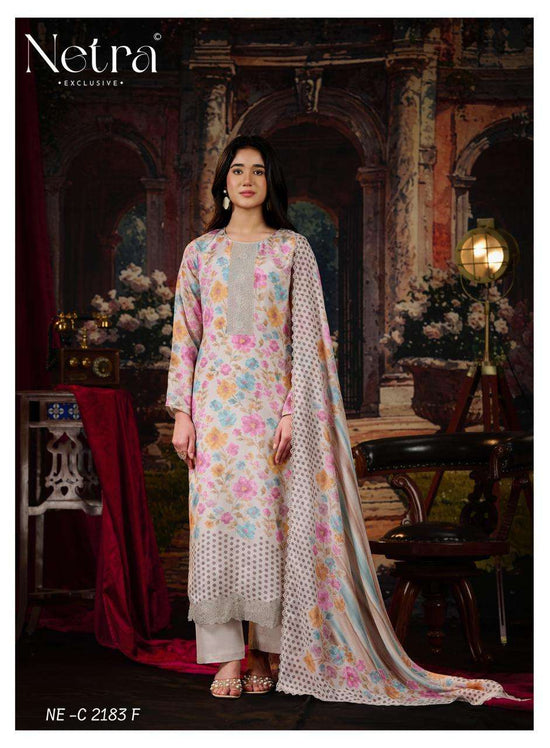Netra Exclusive Kara Pure Bemberg Muslin Digital Print Dress Material - Amrah Wholesale