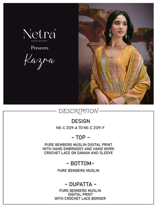 Netra Exclusive Kazra Dress Material Wholesale Catalogue