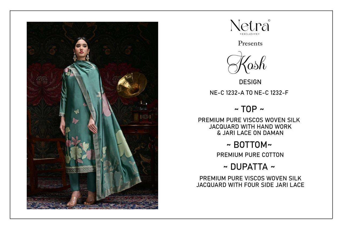 Netra Exclusive Kosh Premium Viscose Woven Silk Dress Material - Amrah Wholesale