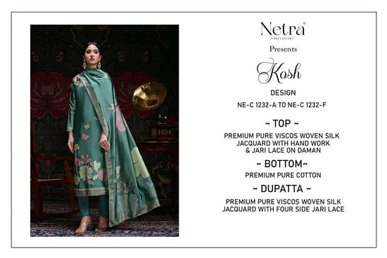 Netra Exclusive Kosh Premium Viscose Woven Silk Dress Material - Amrah Wholesale