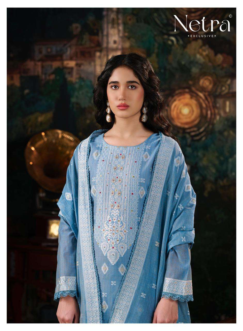 Netra Exclusive Kudi Premium Jamdani Weaving Dress Material - Amrah Wholesale