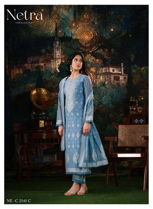 Netra Exclusive Kudi Premium Jamdani Weaving Dress Material - Amrah Wholesale
