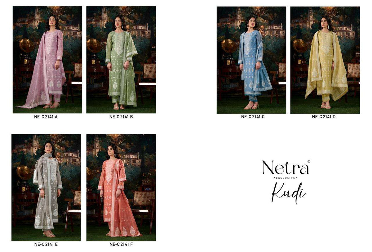 Netra Exclusive Kudi Premium Jamdani Weaving Dress Material - Amrah Wholesale