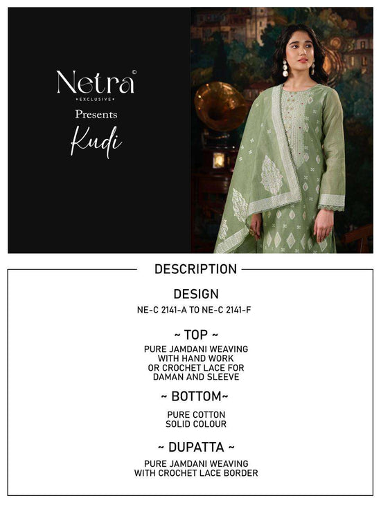Netra Exclusive Kudi Premium Jamdani Weaving Dress Material - Amrah Wholesale