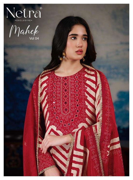 Netra Exclusive Mahek Vol 4 Pure Bemberg Muslin Dress Material - Amrah Wholesale