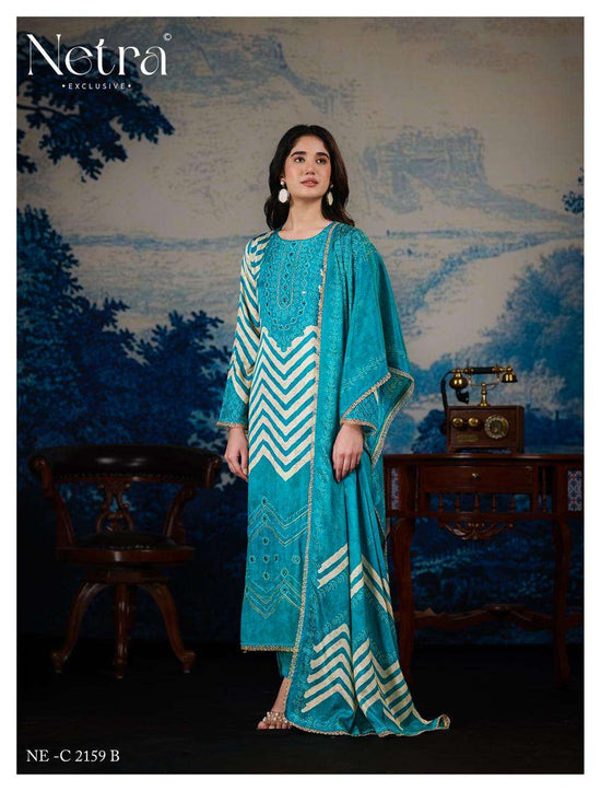 Netra Exclusive Mahek Vol 4 Pure Bemberg Muslin Dress Material - Amrah Wholesale