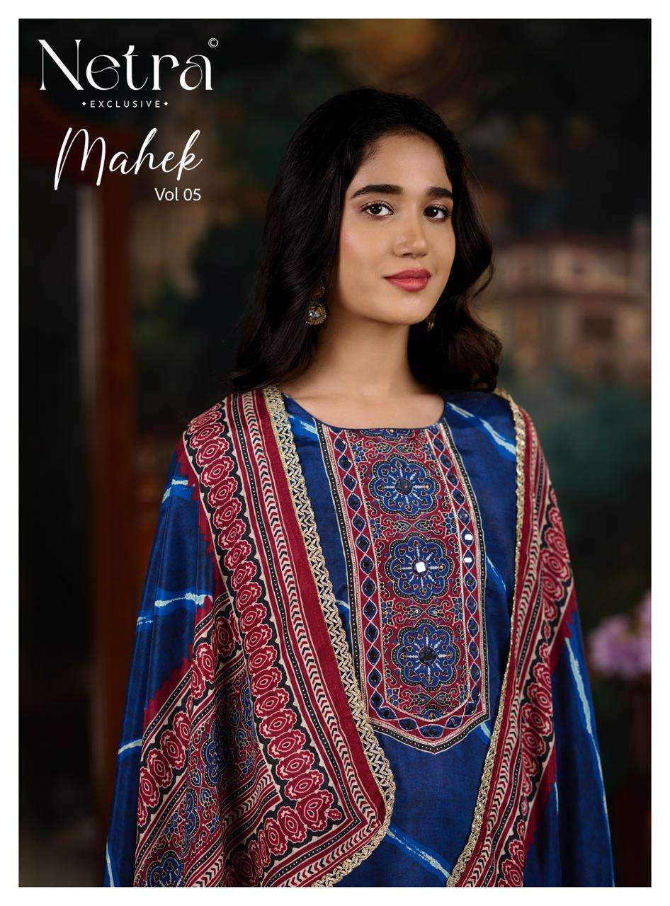 Netra Exclusive Mahek Vol 5 Bemberg Muslin Digital Printed Dress Material
