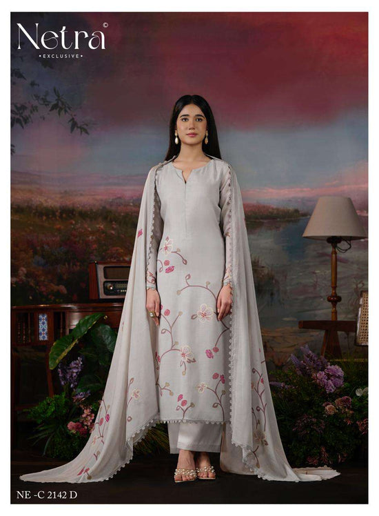 Netra Exclusive Mavya Banarasi Mul Chanderi Dress Material - Amrah Wholesale