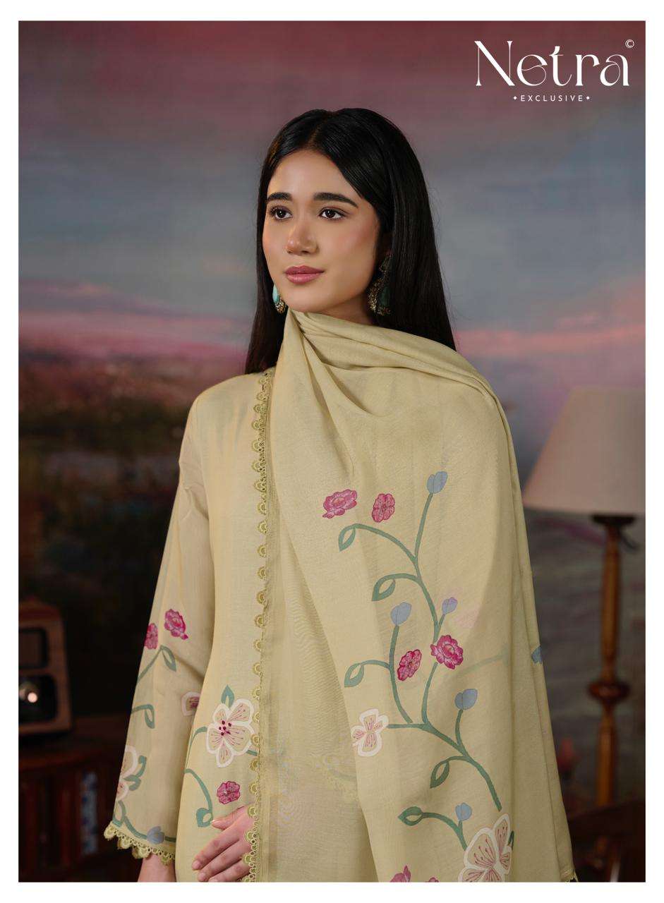 Netra Exclusive Mavya Banarasi Mul Chanderi Dress Material - Amrah Wholesale