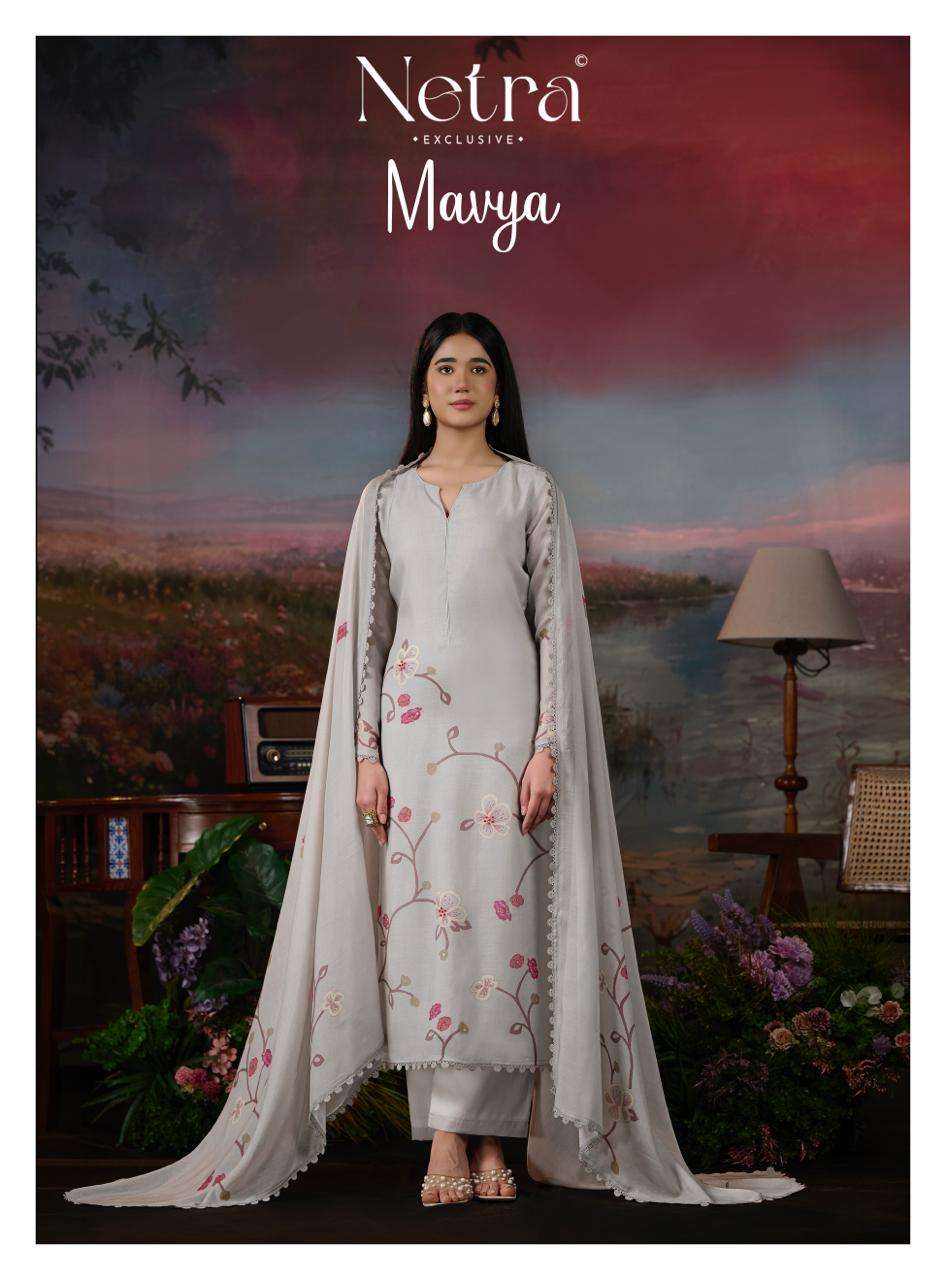 Netra Exclusive Mavya Banarasi Mul Chanderi Dress Material - Amrah Wholesale