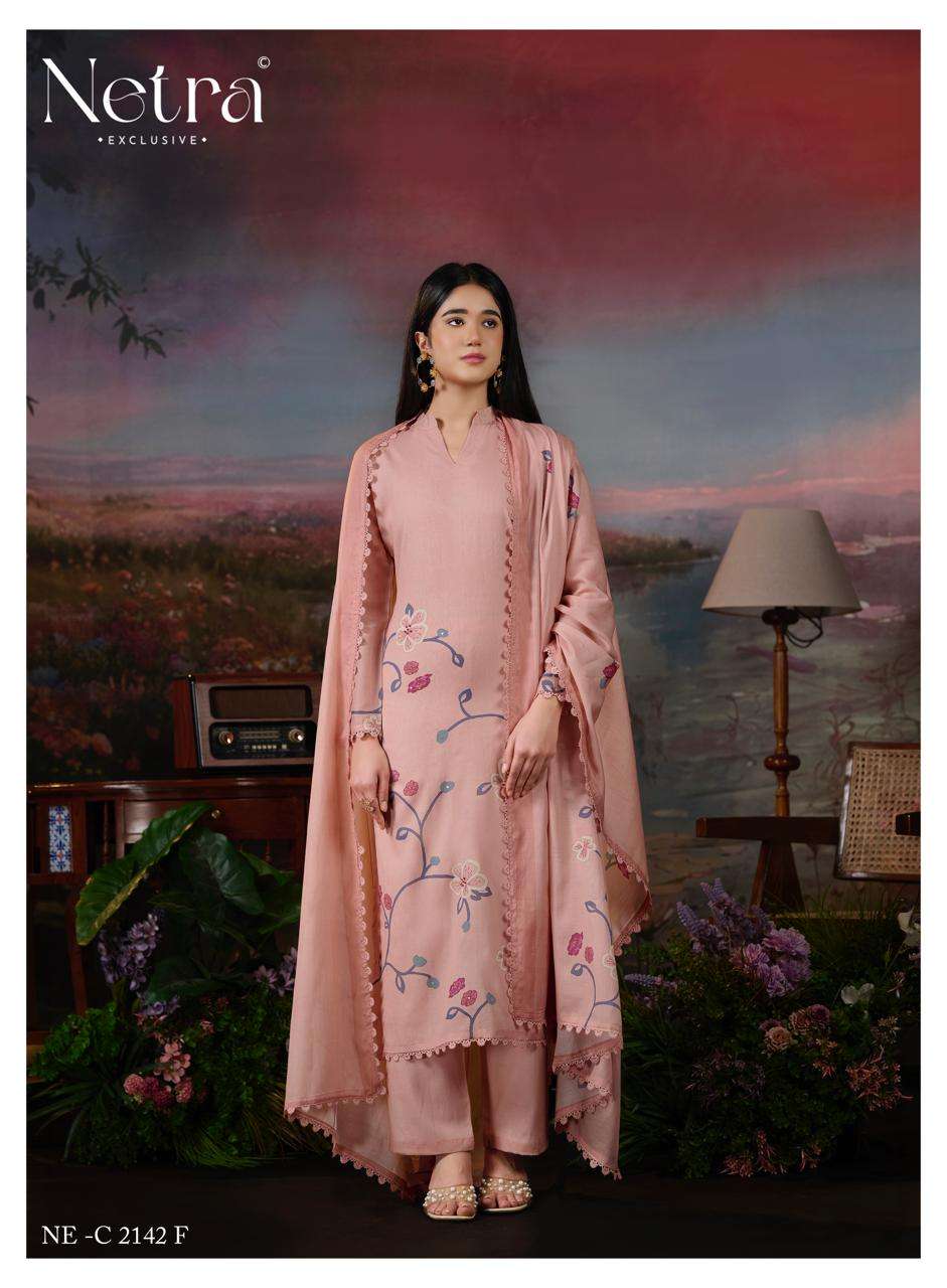 Netra Exclusive Mavya Banarasi Mul Chanderi Dress Material - Amrah Wholesale