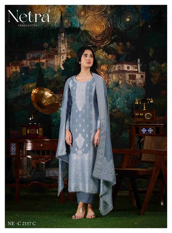 Netra Exclusive Neha Pure Bemberg Muslin Dress Material - Amrah Wholesale