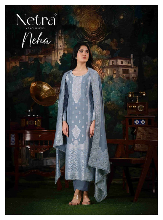 Netra Exclusive Neha Pure Bemberg Muslin Dress Material - Amrah Wholesale