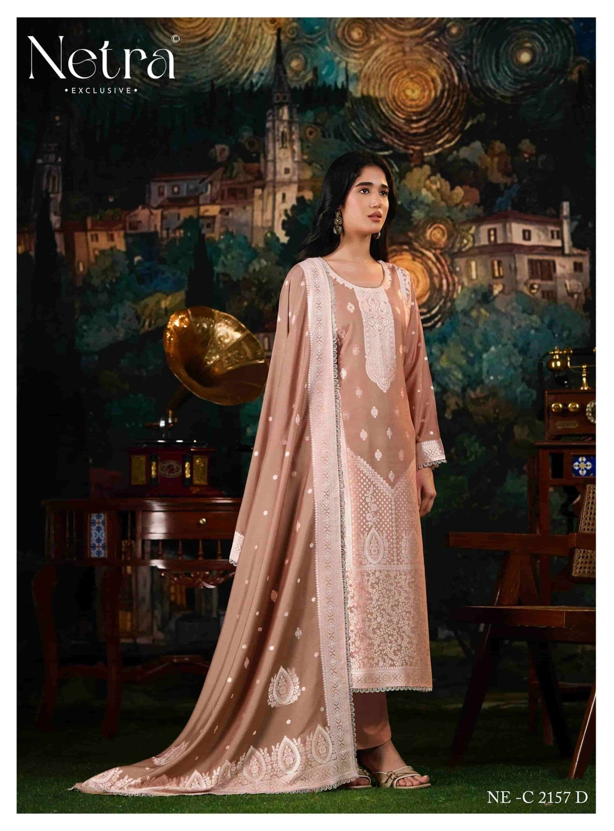 Netra Exclusive Neha Pure Bemberg Muslin Dress Material - Amrah Wholesale