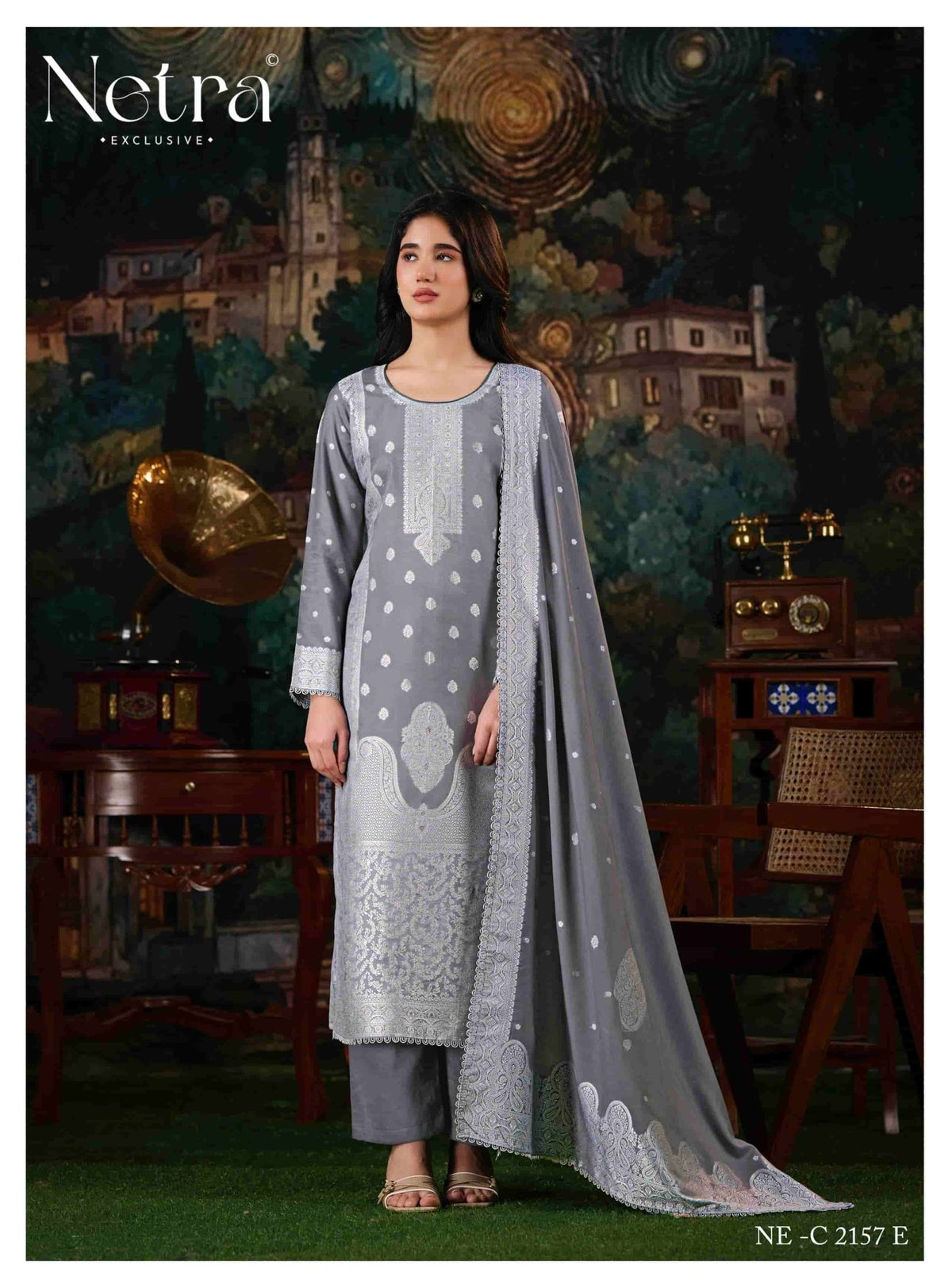 Netra Exclusive Neha Pure Bemberg Muslin Dress Material - Amrah Wholesale