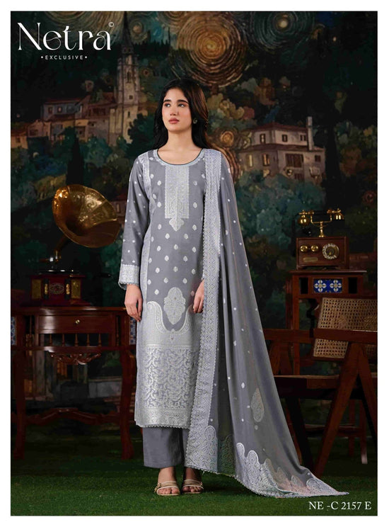 Netra Exclusive Neha Pure Bemberg Muslin Dress Material - Amrah Wholesale