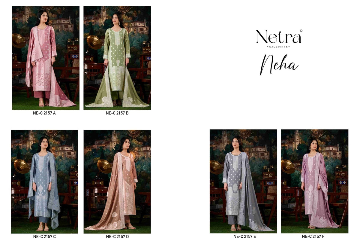 Netra Exclusive Neha Pure Bemberg Muslin Dress Material - Amrah Wholesale