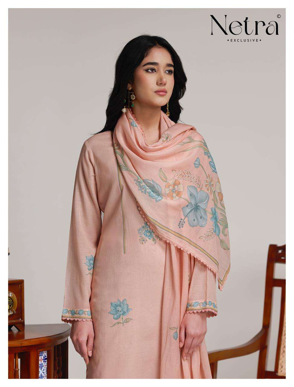 Netra Exclusive Niha Banarasi Mul Chanderi Dress Material - Amrah Wholesale
