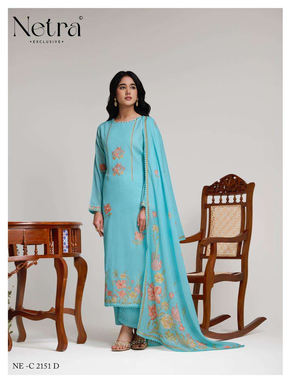 Netra Exclusive Niha Banarasi Mul Chanderi Dress Material - Amrah Wholesale