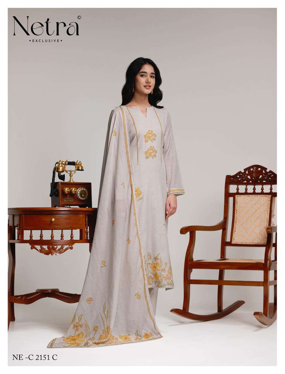 Netra Exclusive Niha Banarasi Mul Chanderi Dress Material - Amrah Wholesale