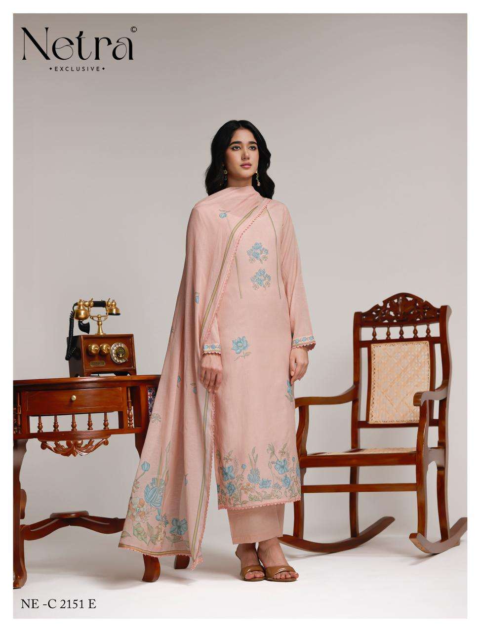 Netra Exclusive Niha Banarasi Mul Chanderi Dress Material - Amrah Wholesale