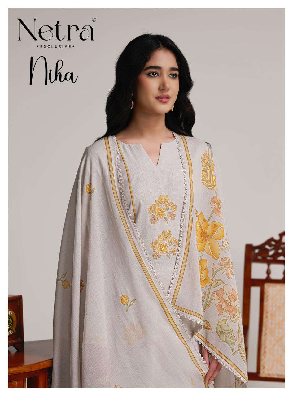 Netra Exclusive Niha Banarasi Mul Chanderi Dress Material - Amrah Wholesale