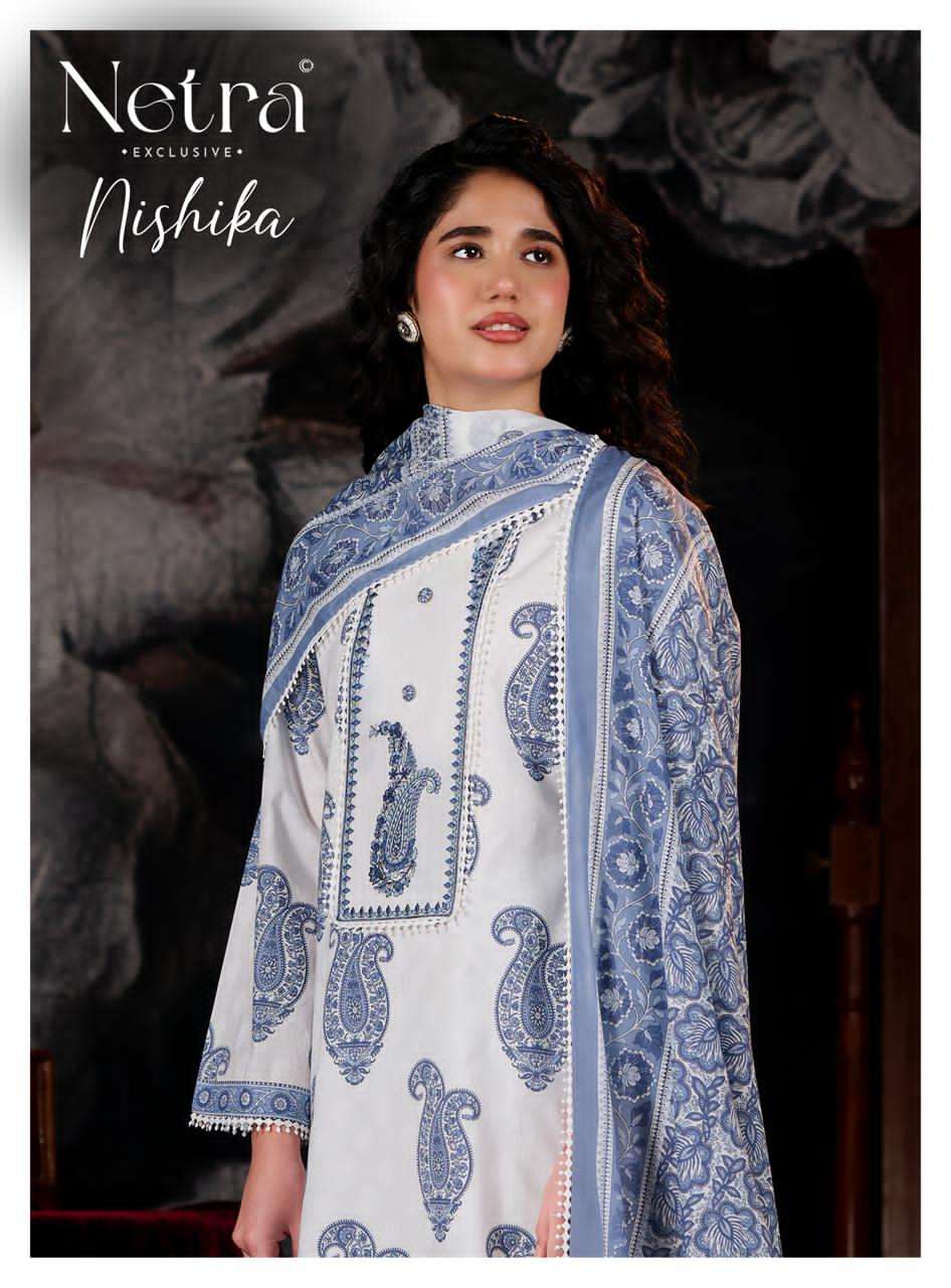 Netra Exclusive Nishika Banarasi Mul Chanderi Dress Material