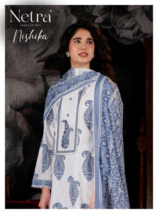 Netra Exclusive Nishika Banarasi Mul Chanderi Dress Material