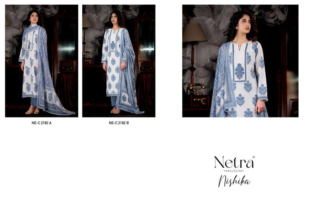 Netra Exclusive Nishika Banarasi Mul Chanderi Dress Material