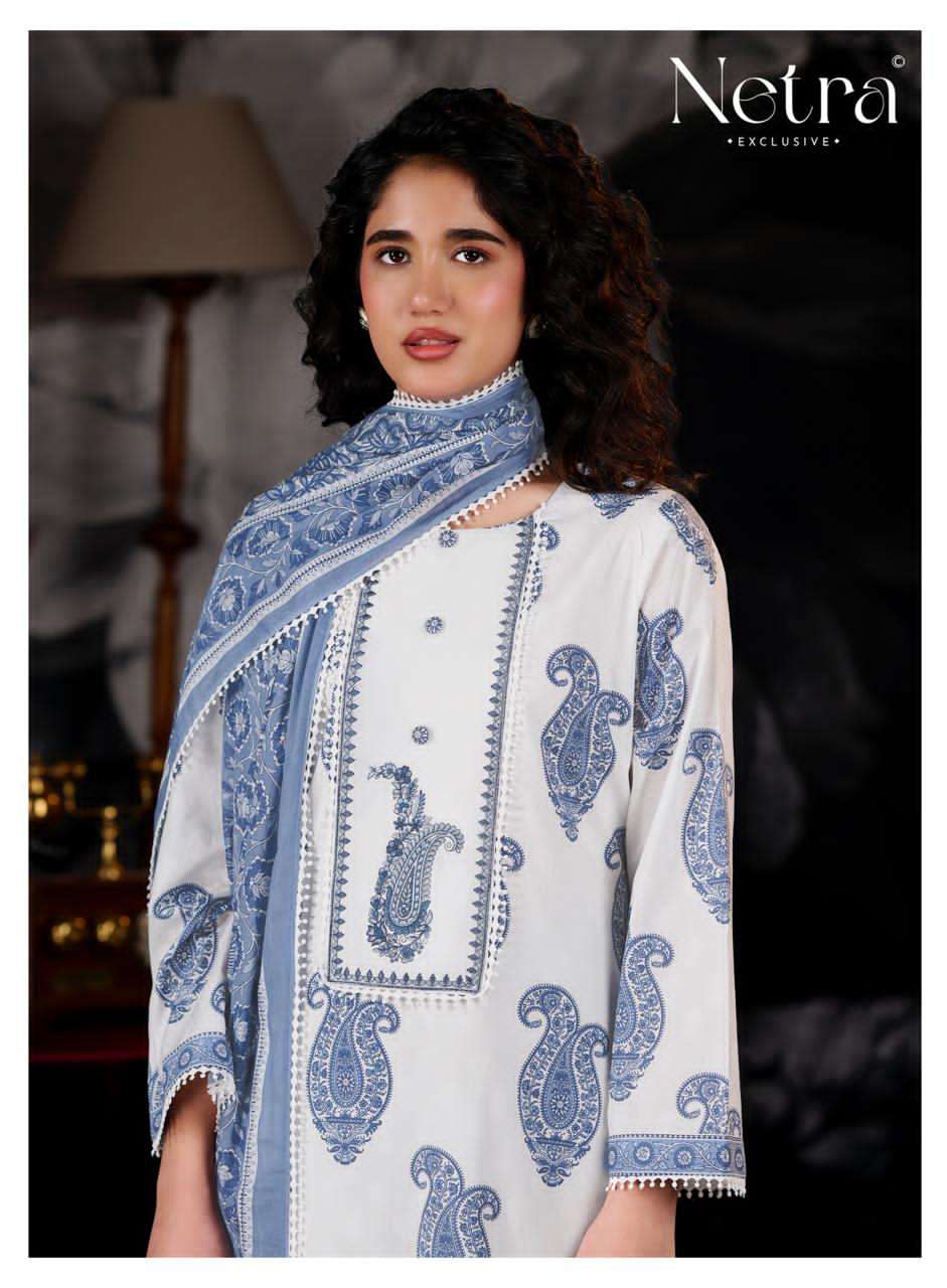 Netra Exclusive Nishika Banarasi Mul Chanderi Dress Material