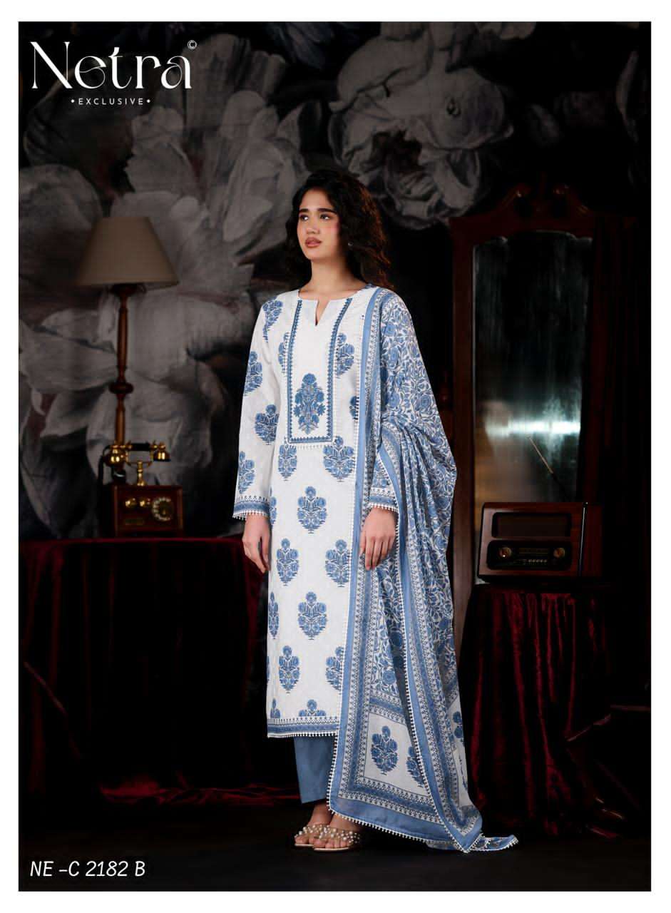 Netra Exclusive Nishika Banarasi Mul Chanderi Dress Material