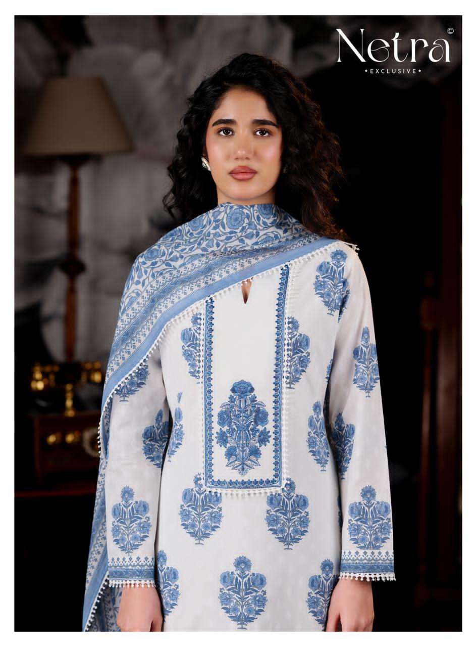 Netra Exclusive Nishika Banarasi Mul Chanderi Dress Material