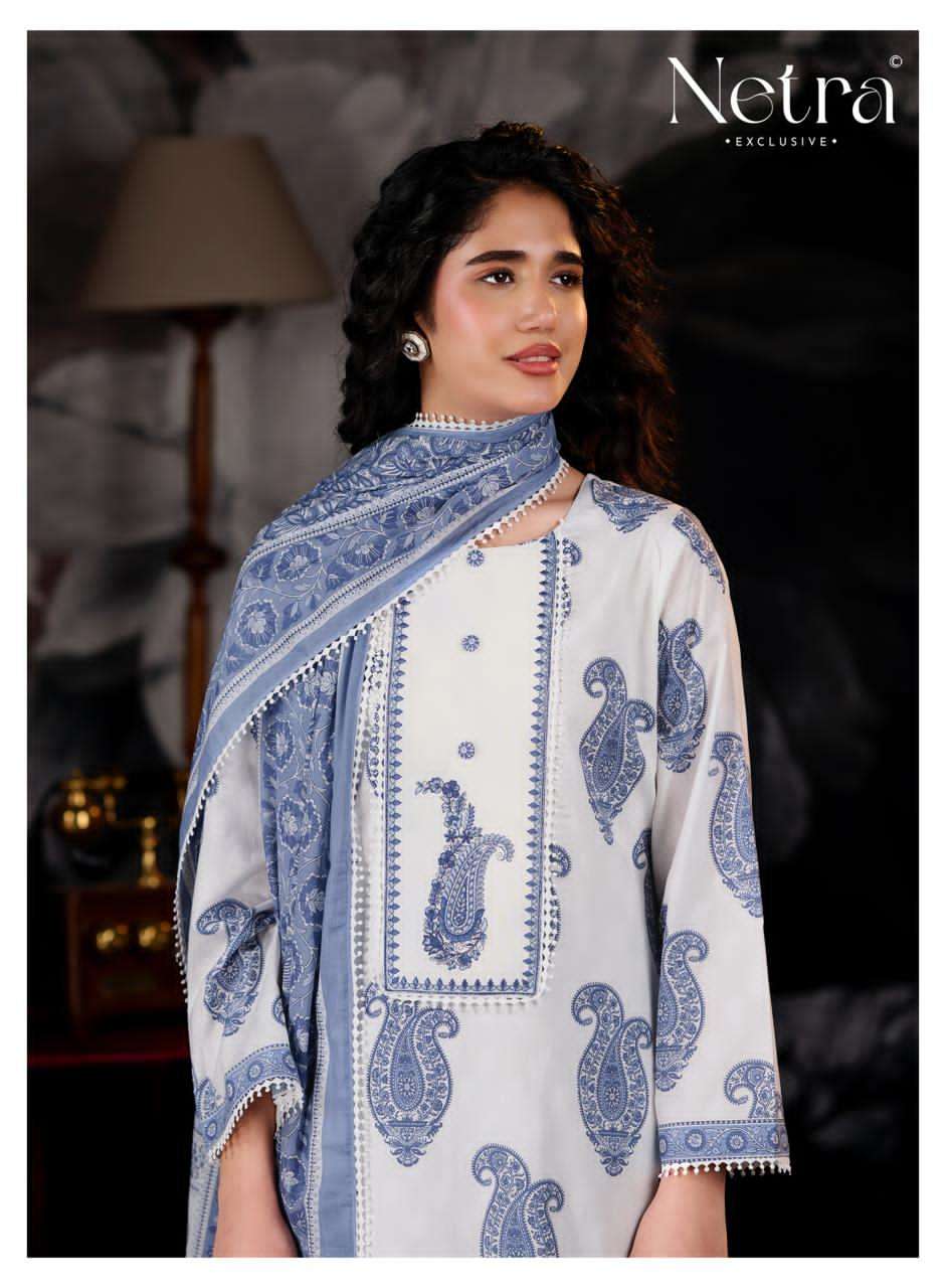 Netra Exclusive Nishika Banarasi Mul Chanderi Dress Material