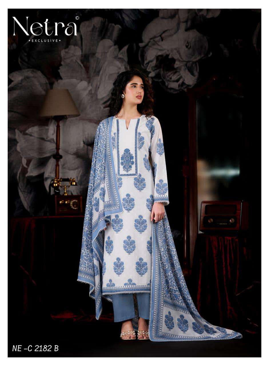 Netra Exclusive Nishika Banarasi Mul Chanderi Dress Material